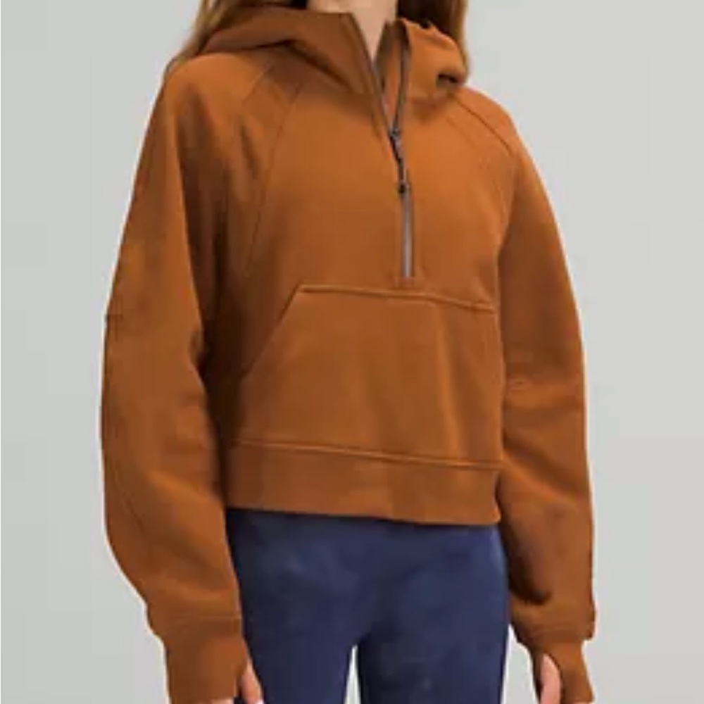 Lululemon brown scuba hoodie sweatshirt copper brown half zip